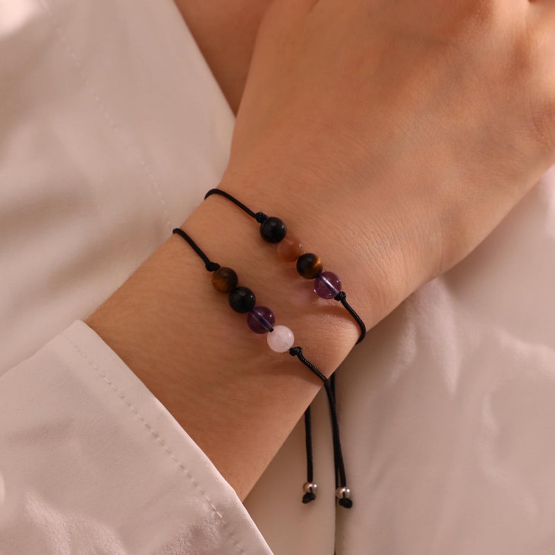 Korotho Anxiety Relief Bracelet for Women Men, Stress And Anxiety Reliefs Healing Crystal Gemstone Natural Stone Beaded Bracelets Anxiety Relief Item Spiritual Bracelet Ring Necklace for Her Him - Image 2