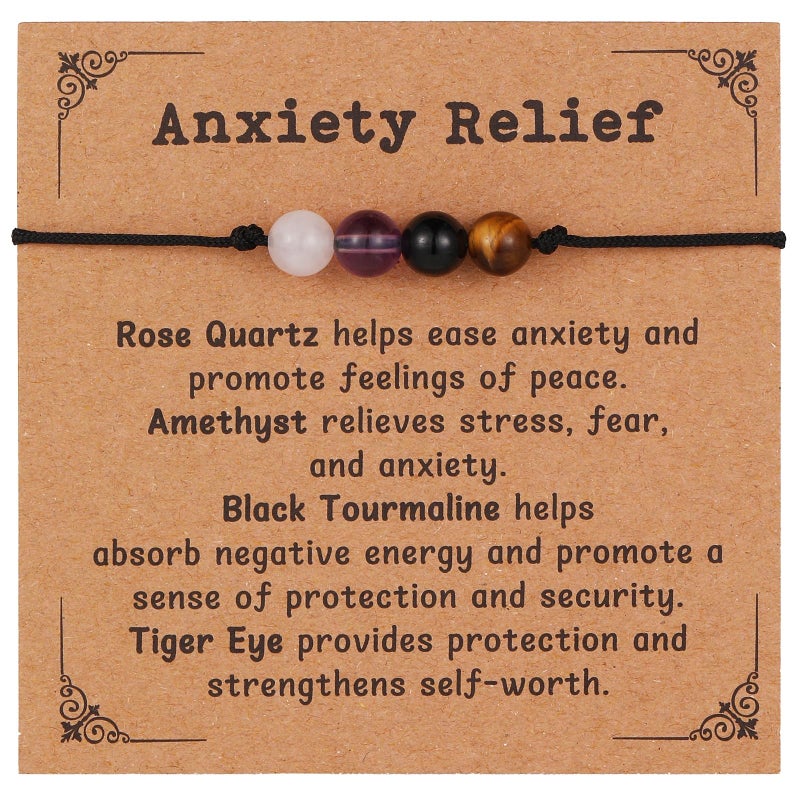 Korotho Anxiety Relief Bracelet for Women Men, Stress And Anxiety Reliefs Healing Crystal Gemstone Natural Stone Beaded Bracelets Anxiety Relief Item Spiritual Bracelet Ring Necklace for Her Him - Image 1