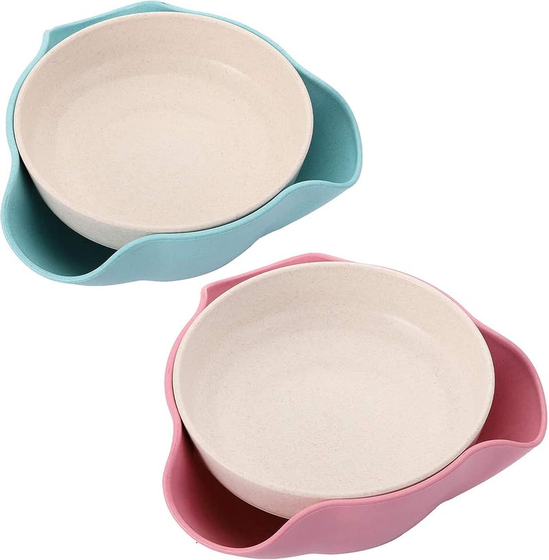 Cedilis 4 Pack Pistachio Bowl Double Peanut Bowl with Seeds Shell Storage Wheat Straw Snack Serving Dish for Sunflower Seeds Edamame Nuts Fruits - Image 2