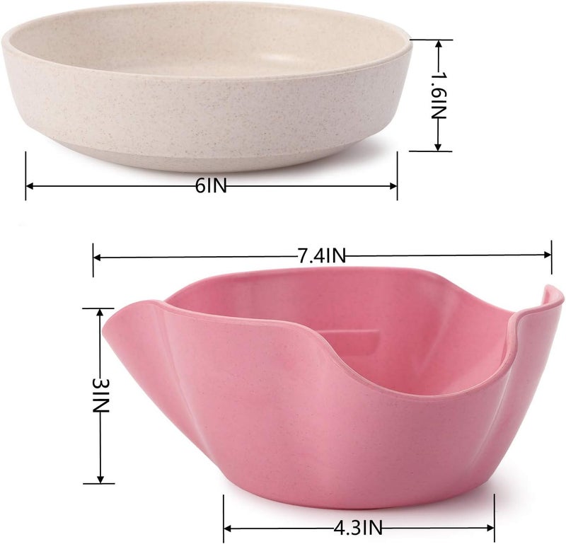 Cedilis 4 Pack Pistachio Bowl Double Peanut Bowl with Seeds Shell Storage Wheat Straw Snack Serving Dish for Sunflower Seeds Edamame Nuts Fruits - Image 3