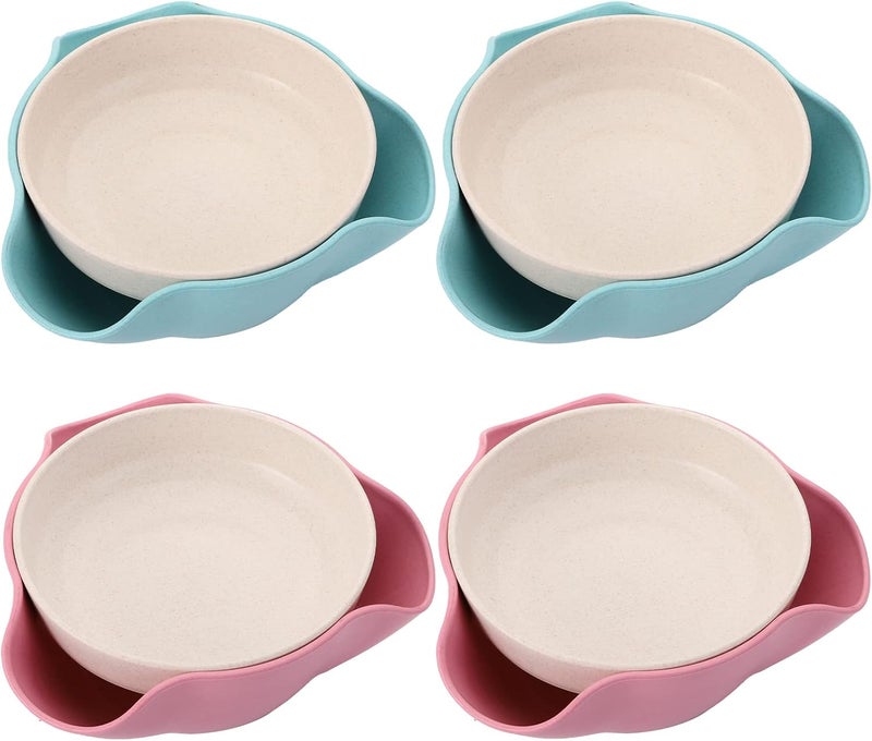 Cedilis 4 Pack Pistachio Bowl Double Peanut Bowl with Seeds Shell Storage Wheat Straw Snack Serving Dish for Sunflower Seeds Edamame Nuts Fruits - Image 1