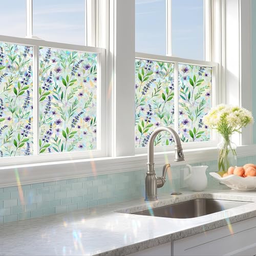 SOMWISE Rainbow Window Privacy Film,Heat Control,UV Blocking,Anti-Glare,Day & Night Privacy Protection & Decoration for Home, Bathroom,Glass Door,Static Cling,Renter-Friendly with Installation Tools - Image 4