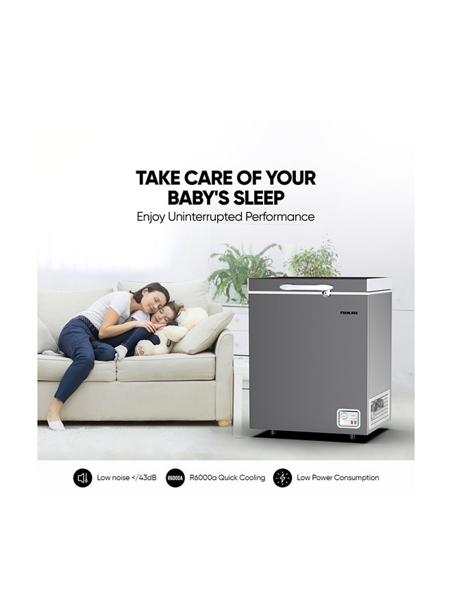 NIKAI 150L Gross / 98L Net, Single Door Chest Freezer With Storage Basket, High Energy Efficiency Cooling System, Adjustable Temperature, Child Lock, Silent Operation, Ideal For Home And Restaurants 150 L 342 kW NCF150N7S Silver - Image 3