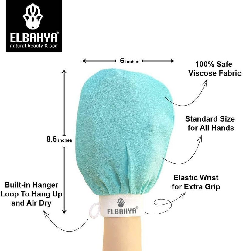 Elbahya Spa Exfoliating Body Scrub Glove - Dead Skin Cell Remover, Double Sided Exfoliator Mitt - Remove Blackheads, Bumps and Impurities for Deep Cleansing and a Healthy Soft Skin (Green) - Image 5