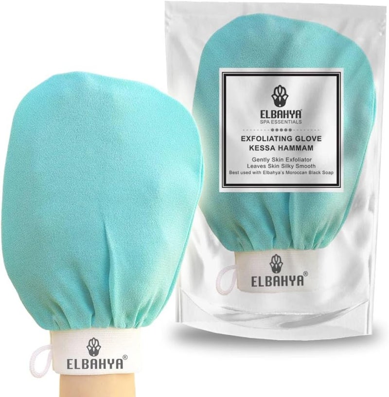 Elbahya Spa Exfoliating Body Scrub Glove - Dead Skin Cell Remover, Double Sided Exfoliator Mitt - Remove Blackheads, Bumps and Impurities for Deep Cleansing and a Healthy Soft Skin (Green) - Image 1