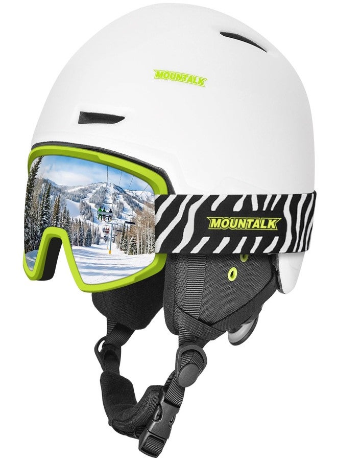 MOUNTALK Ski Helmet with Ski Goggles for Men,Women & Kids - Adjustable Fit, Lightweight - Perfect for Youth, Adults, and Children, Skiing/Snowboarding, Matte White,M - Image 1