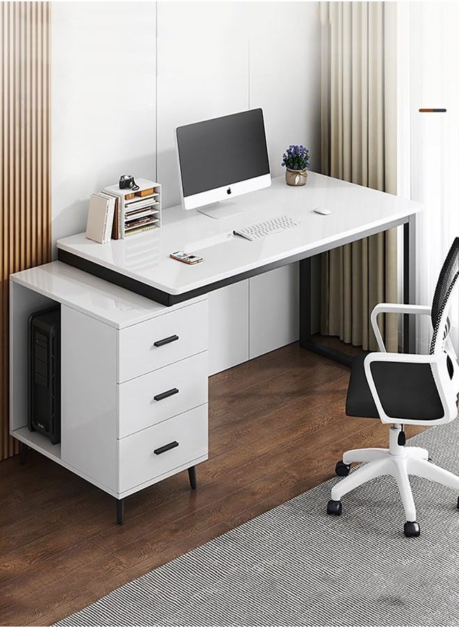 GoldenLike - Computer Desk,120CM Home Office Table,Large Gaming Desk Study Table,Expandable Work Writing Reading Desk with Storage Cabinet,Laptop PC Desk Computer Table,Home Office Workstation - Image 1