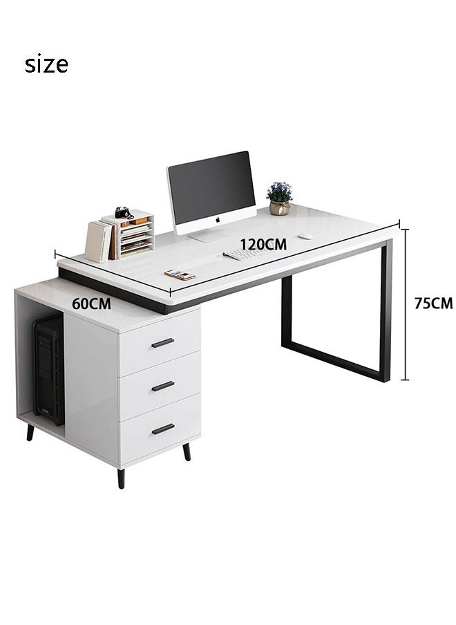 GoldenLike - Computer Desk,120CM Home Office Table,Large Gaming Desk Study Table,Expandable Work Writing Reading Desk with Storage Cabinet,Laptop PC Desk Computer Table,Home Office Workstation - Image 1