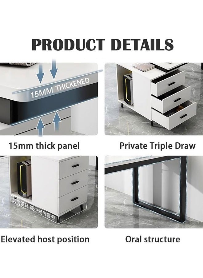 GoldenLike - Computer Desk,120CM Home Office Table,Large Gaming Desk Study Table,Expandable Work Writing Reading Desk with Storage Cabinet,Laptop PC Desk Computer Table,Home Office Workstation - Image 1