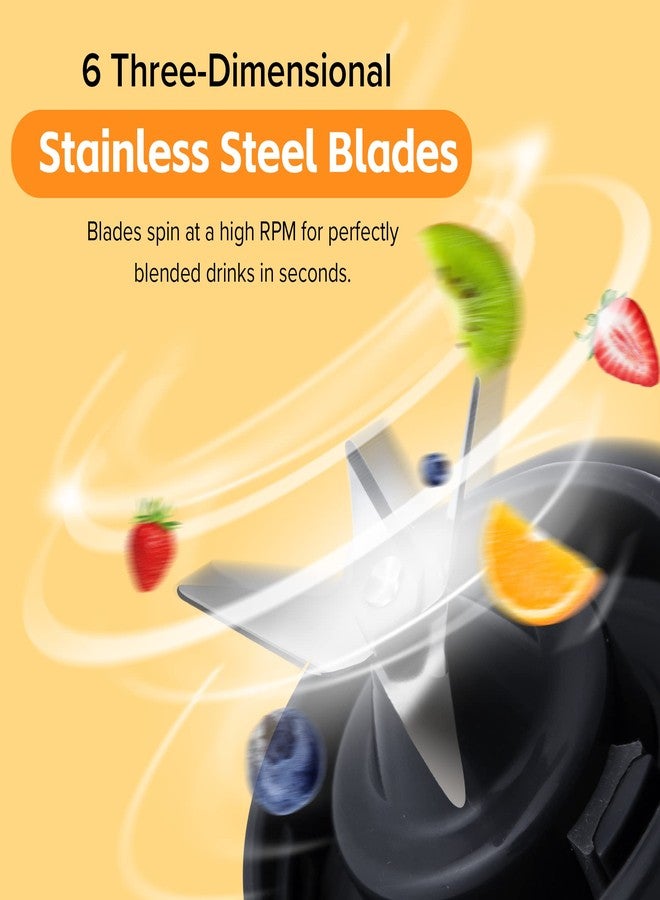 نيو ويف خلاط نيوويف المحمول قابل لإعادة الشحن عبر منفذ USB-C، بست شفرات لسحق الثلج، خالٍ من مادة BPA، سعة 18 أونصة، مثالي لتحضير العصائر أثناء السفر والمكتب والرياضة، لون رمادي داكن. - Image 2