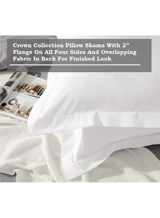 European Square Pillow Shams Set of 2 White 600 Thread Count 100% Natural Cotton Pack of Two Euro 26 x 26 Pillow Shams Cushion Cover, Cases Super Soft Decorative White, European 26''x26''  - Image 2