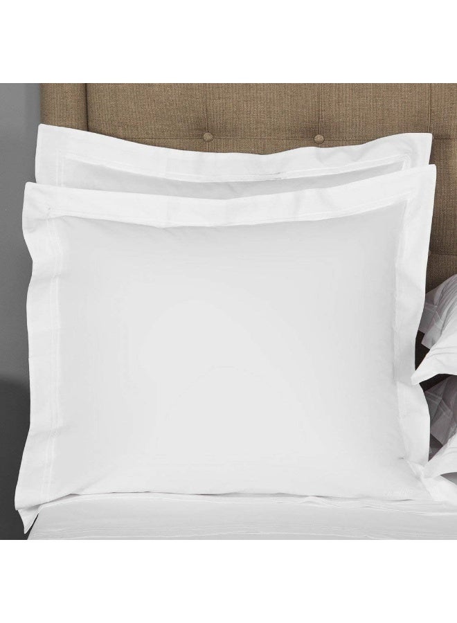European Square Pillow Shams Set of 2 White 600 Thread Count 100% Natural Cotton Pack of Two Euro 26 x 26 Pillow Shams Cushion Cover, Cases Super Soft Decorative White, European 26''x26''  - Image 1
