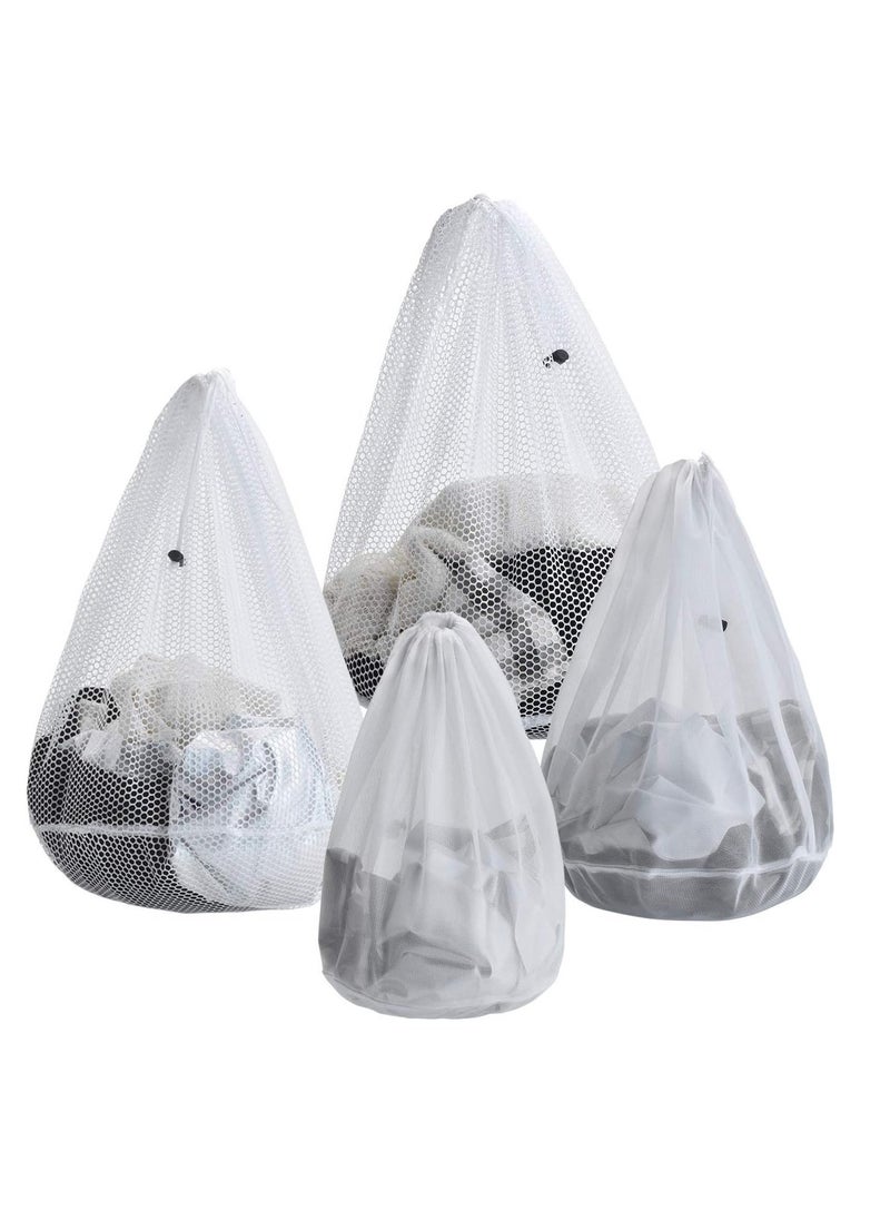 SYOSI Mesh Laundry Bags Pack of 4 Durable Drawstring Laundry Washing Bags for Delicates Garments Lingerie Socks Bras and Baby Clothes (Coarse & Fine Mesh) - Image 1