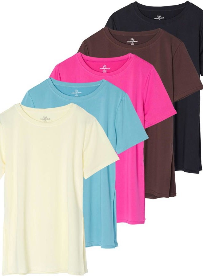 REALESSENTIALS Ladies Split Hem Relaxed Fit SS Crew Neck- Set 3, L - Image 1