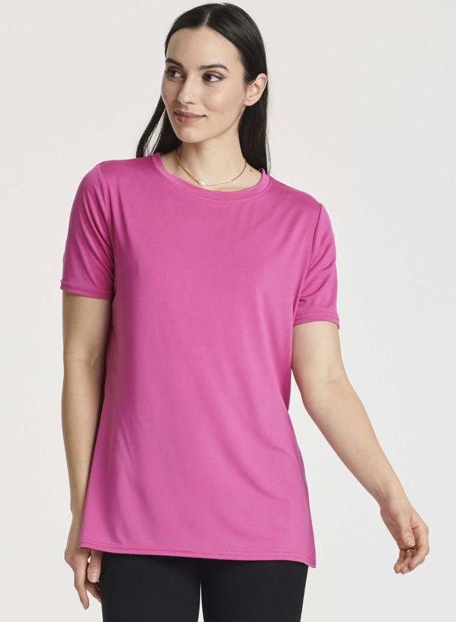 REALESSENTIALS Ladies Split Hem Relaxed Fit SS Crew Neck- Set 3, L - Image 2