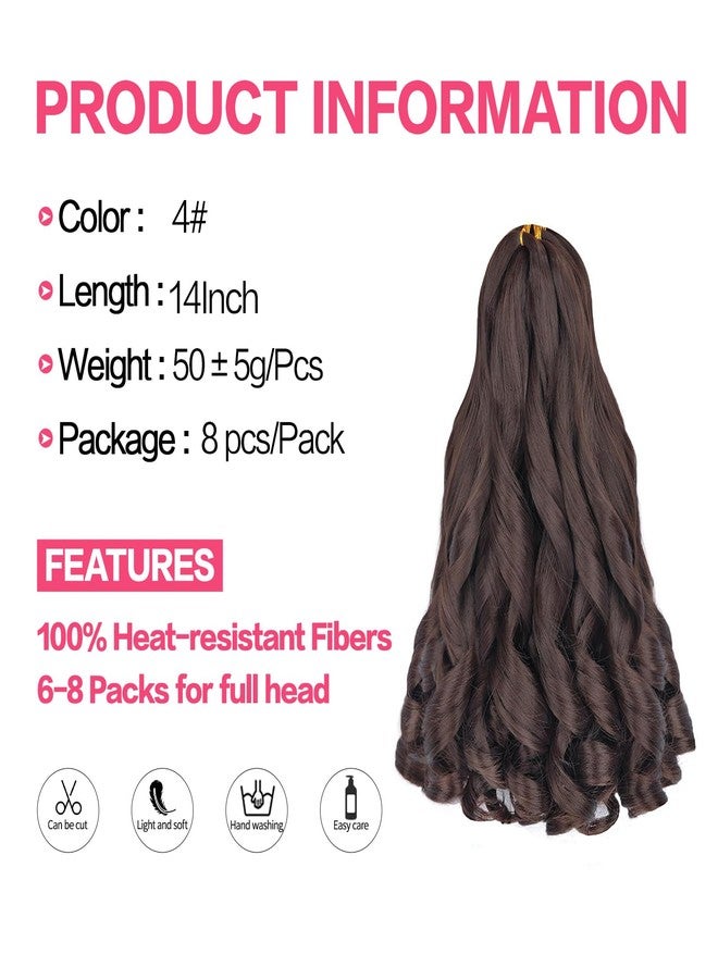 Luoyudu French Curl Braiding Hair 14 Inch 8 Packs Loose Wave Bouncy Crochet Hair Extensions Pre Stretched 50g/pack Curly Braiding Hair for Black Women (14Inch 8 Packs, 4#) - Image 2