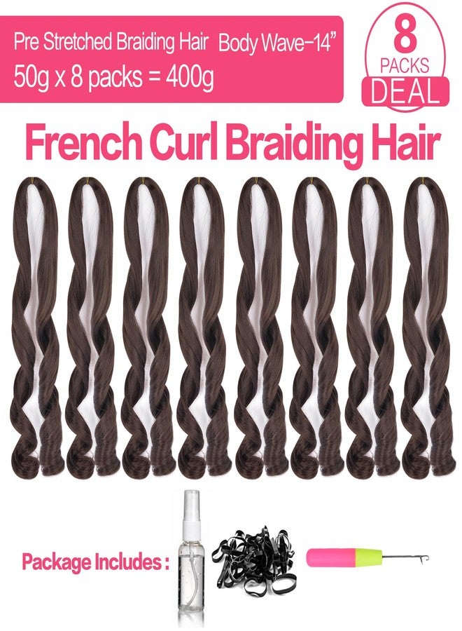Luoyudu French Curl Braiding Hair 14 Inch 8 Packs Loose Wave Bouncy Crochet Hair Extensions Pre Stretched 50g/pack Curly Braiding Hair for Black Women (14Inch 8 Packs, 4#) - Image 4