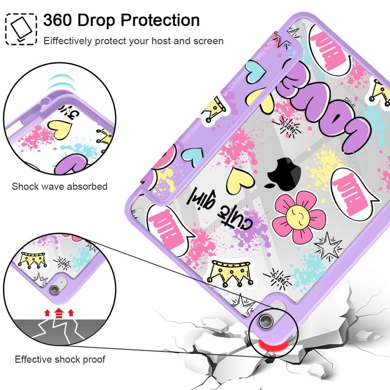 May Chen for iPad (A16) 11th Generation Case 11 Inch 2025, iPad 10th Gen Case 2022 10.9 inch, Built-in Pencil Holder with Shockproof Cover Clear Back Shell Auto Wake/Sleep, Cute Girl Pattern - Image 5