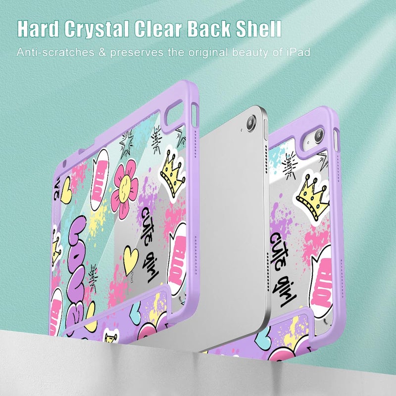 May Chen for iPad (A16) 11th Generation Case 11 Inch 2025, iPad 10th Gen Case 2022 10.9 inch, Built-in Pencil Holder with Shockproof Cover Clear Back Shell Auto Wake/Sleep, Cute Girl Pattern - Image 4