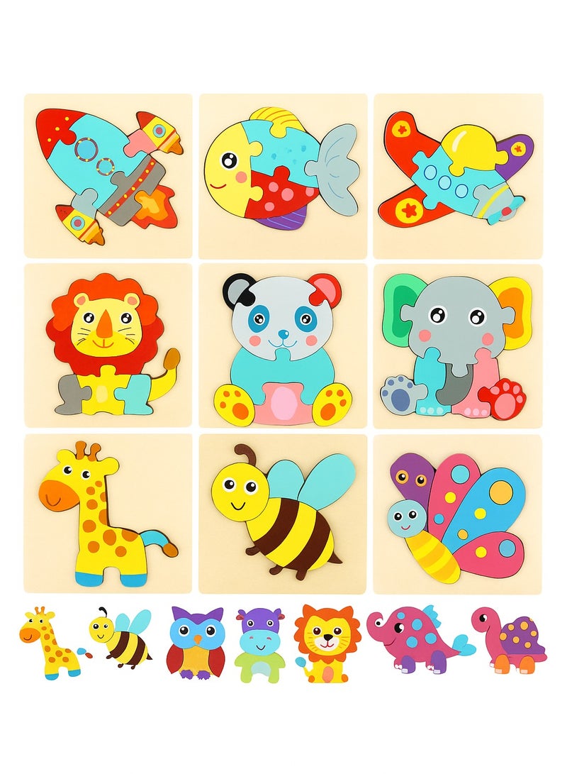 Zaid Wooden Animal Jigsaw Puzzles for Toddlers – 12 Pcs 3D Puzzle Set, Educational Learning Toys & Games for Babies and Kids, Early Development Gift - Image 1