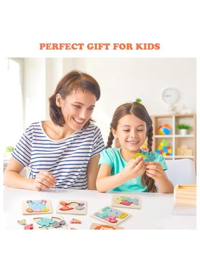 Zaid Wooden Animal Jigsaw Puzzles for Toddlers – 12 Pcs 3D Puzzle Set, Educational Learning Toys & Games for Babies and Kids, Early Development Gift - Image 2