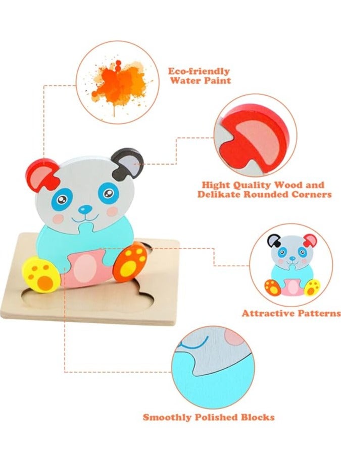 Zaid Wooden Animal Jigsaw Puzzles for Toddlers – 12 Pcs 3D Puzzle Set, Educational Learning Toys & Games for Babies and Kids, Early Development Gift - Image 4