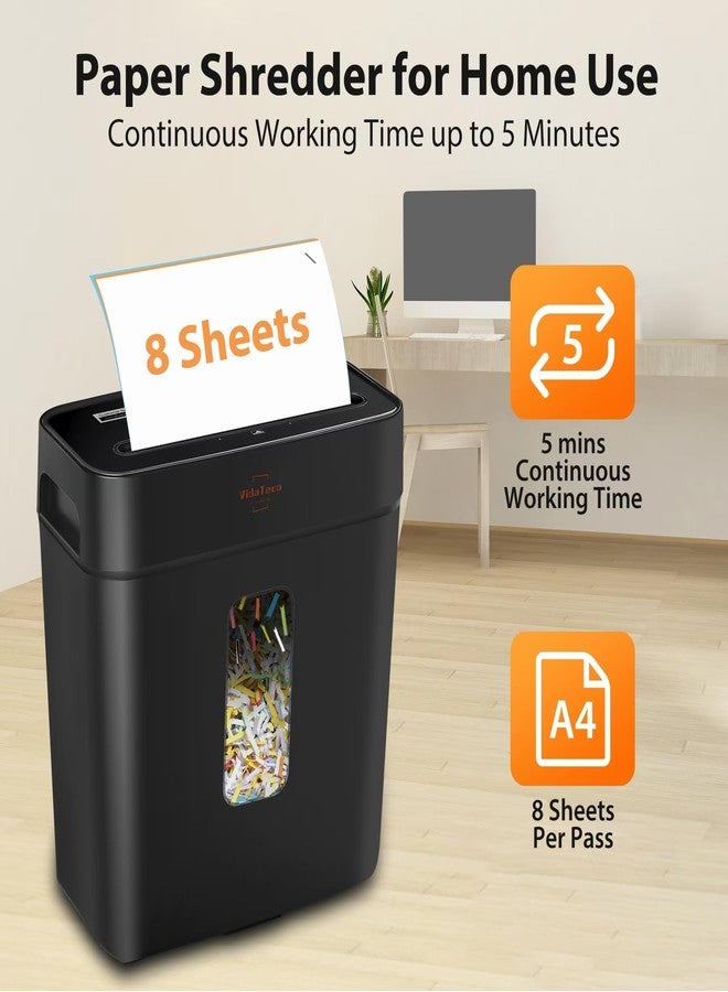VidaTeco 8-Sheet Cross Cut Paper Shredder for Home Office, 3.04-Gallon Bin - Image 3