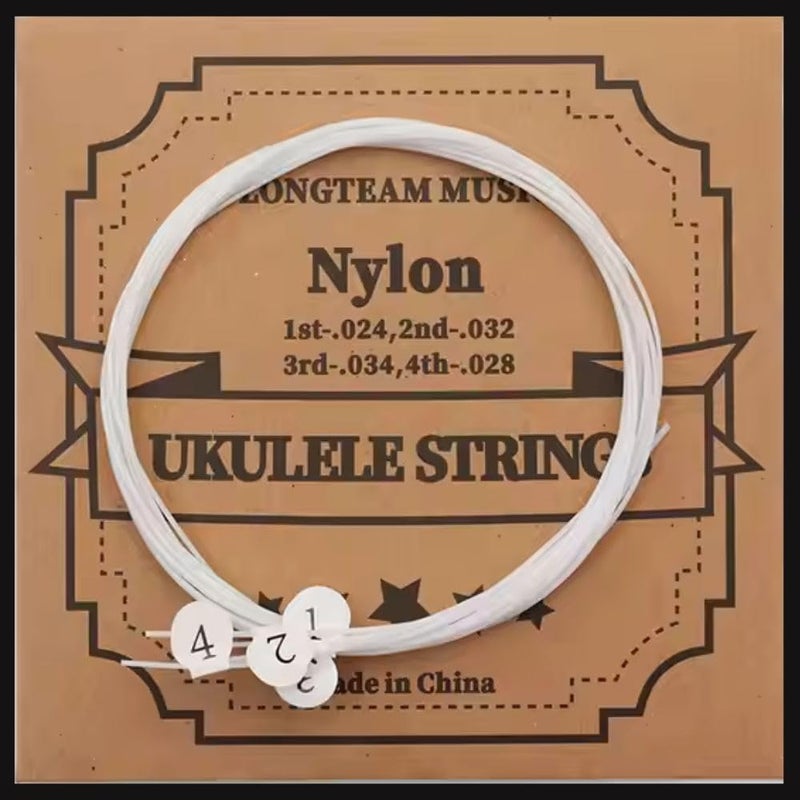 Mocking Bird 4 Nylon Ukulele Strings Set Replacement Ukulele Strings True Tone for Soprano, Concert, Tenor, 1-A,2-E,3-C,4-G – White - Image 1