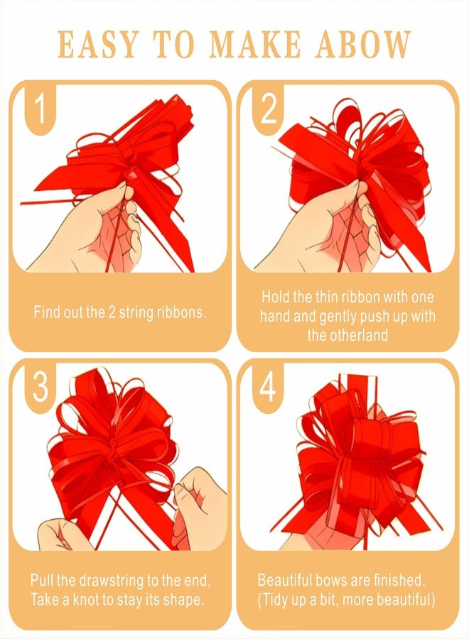 TIMESEEK 10-Pack Classic Red Pull Bow for Gift Wrapping - 6 Inch Reusable Ribbon Bows, Large Instant Floral Decor Bows for Wedding, Christmas, Birthday Decor, Gift Basket & Party Decorations - Image 3
