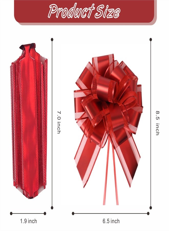 TIMESEEK 10-Pack Classic Red Pull Bow for Gift Wrapping - 6 Inch Reusable Ribbon Bows, Large Instant Floral Decor Bows for Wedding, Christmas, Birthday Decor, Gift Basket & Party Decorations - Image 2