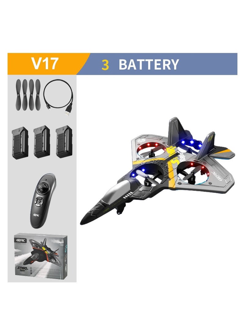 AROAQ - V17 RC Plane Airplane Remote Controlled Aircraft 2.4GHz RC Aircraft with Remote Control with LED Light 2.4GHz Remote Control Airplane with 360° Spin - Image 1