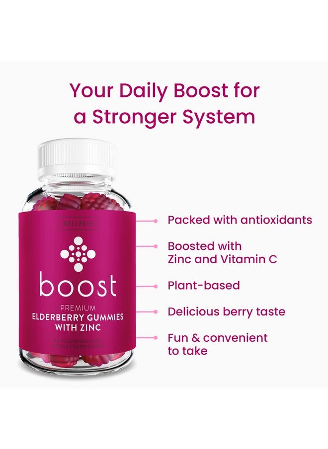 WellPath - Boost [Elderberry Gummies] With Zinc & Vitamin C Immune Support Gummies For Adults ; Sambucus Black Elderberry Gummy Vitamins ; Immunity Booster + Zinc Supplement ; Nongmo & Vegan 60 Ct - Image 1
