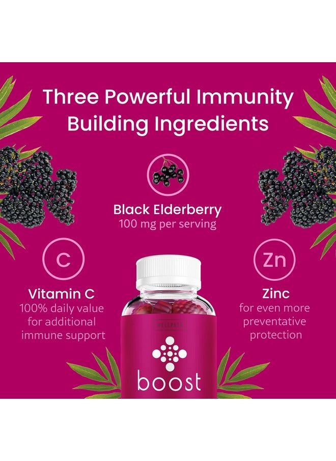 WellPath - Boost [Elderberry Gummies] With Zinc & Vitamin C Immune Support Gummies For Adults ; Sambucus Black Elderberry Gummy Vitamins ; Immunity Booster + Zinc Supplement ; Nongmo & Vegan 60 Ct - Image 1