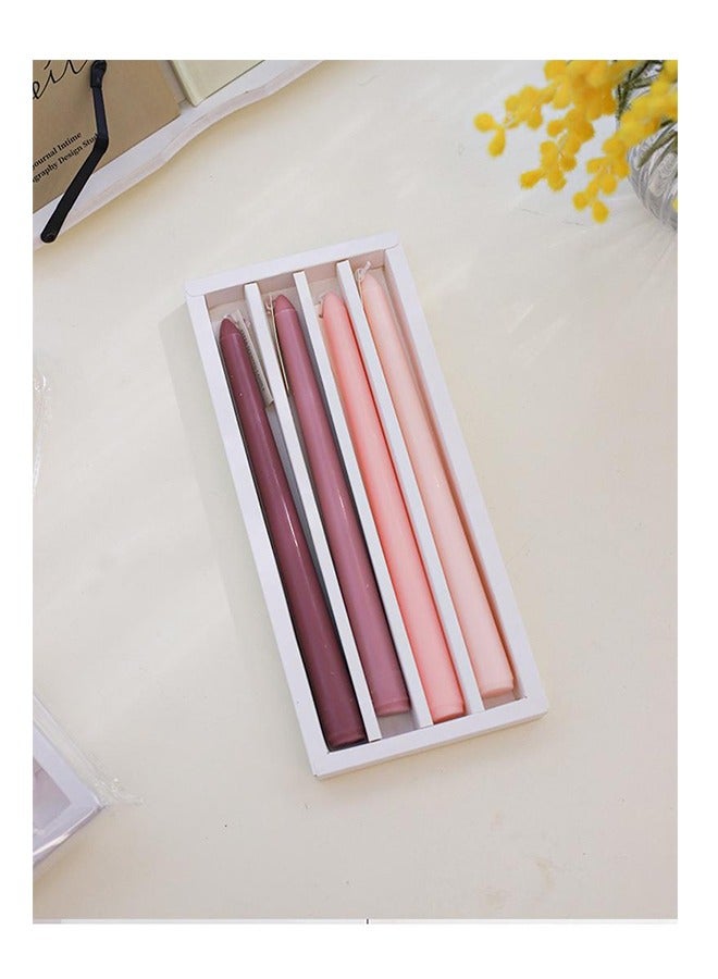 4Pcs رائحة الزهرة رائحة اللون المعطر التدرج الملون طاولة العشاء شموع شمعدان طويلة عصا شمعة المنزل للزفاف، العشاء - Image 1