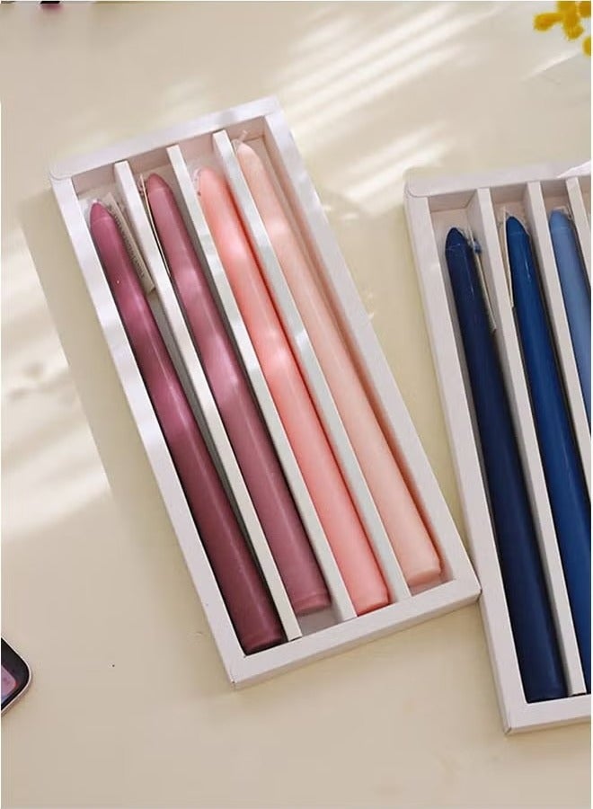 4Pcs رائحة الزهرة رائحة اللون المعطر التدرج الملون طاولة العشاء شموع شمعدان طويلة عصا شمعة المنزل للزفاف، العشاء - Image 2