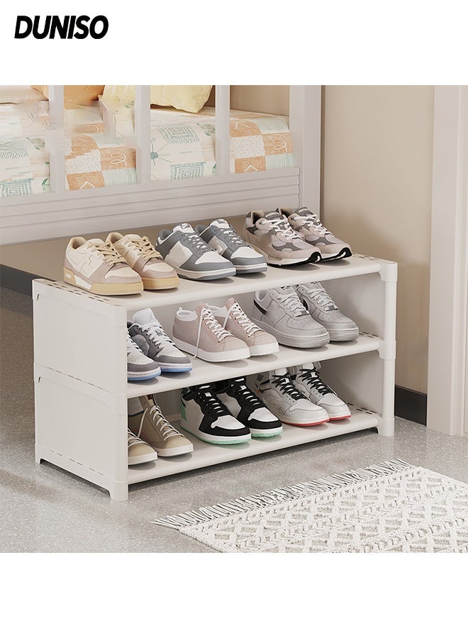DUNISO 3 Tier Shoe Rack Storage Box,Entryway Sturdy Shoe Organizer,Easy to Install, Waterproof and Moisture-Proof，for Home Dormitory Apartment Entryway Living Room Bedroom Under Bed,White - Image 1