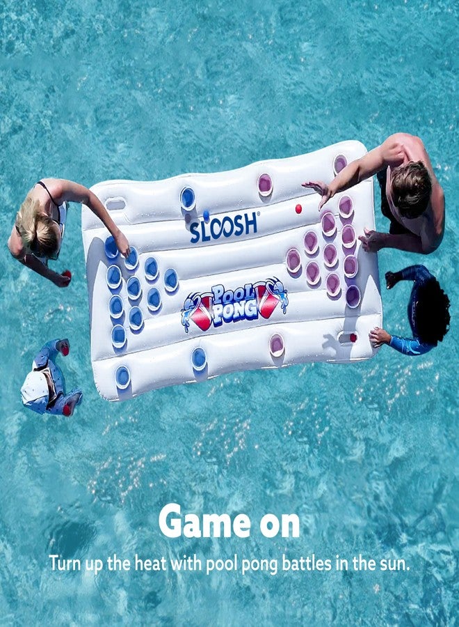 SLOOSH Pool Toys Games Set - Pong Toss Game Water Toys for Adults Kids Family Games, Inflatable Floats Lounge Raft Floating Swimming Pool Accessories 6x3 FT Table with 10 Pong Balls for Parties - Image 4