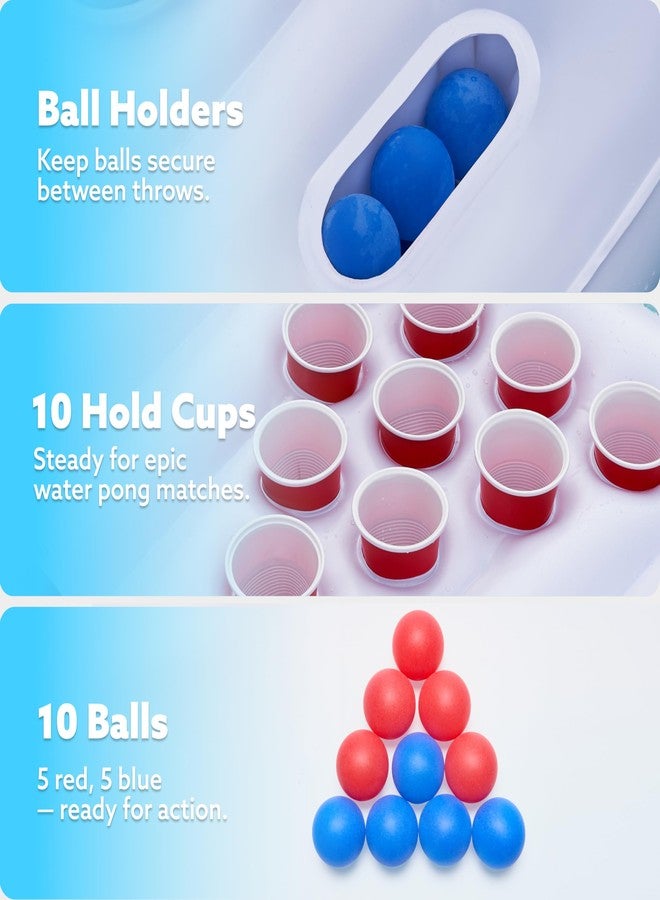 SLOOSH Pool Toys Games Set - Pong Toss Game Water Toys for Adults Kids Family Games, Inflatable Floats Lounge Raft Floating Swimming Pool Accessories 6x3 FT Table with 10 Pong Balls for Parties - Image 3