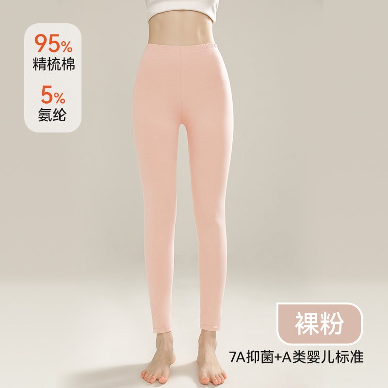 Mens cotton long pants mens thin antibacterial solid color cotton warm pants womens inner wear high waist plus size leggings pants Women's red - Image 3