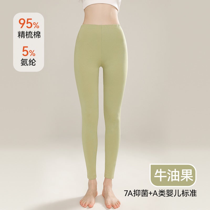 Mens cotton long pants mens thin antibacterial solid color cotton warm pants womens inner wear high waist plus size leggings pants Women's red - Image 4