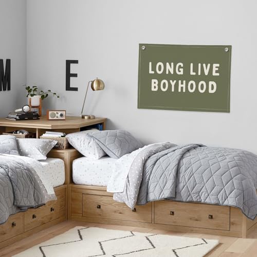 PLKMN Long Live Boyhood Banner, Boy Nursery Decor, Canvas Banner Wall Hanging Flag Decor for Nursery Playroom Toddler Room, Boys Kids Room (Green) - Image 2