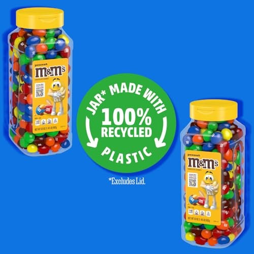 M&M'S برطمانات حلوى M&M'S بالفول السوداني، حلوى شوكولاتة متنوعة، حجم حفلة بالجملة، مكافآت ليلة الفيلم، حلوى شوكولاتة بالجملة، شوكولاتة بوفيه، قابلة لإعادة الإغلاق وإعادة التدوير، 23 أونصة لكل منها، عبوة من 2 - Image 2