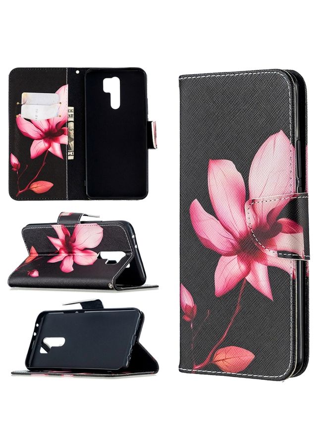 HuHa Case Cover For Xiaomi Redmi 9 Colored Drawing Pattern Horizontal Flip Leather Case with Holder & Card Slots & Wallet Lotus 