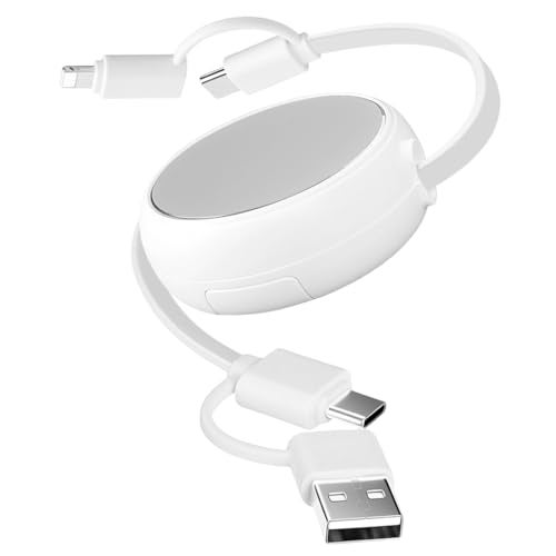 Verilux® 4 in 1 Retractable C Type Charger Cable 1M/3.3Ft, PD 60W USB C Cable Fast Charging & 480Mbps Data C Type Fast Charging with USB/C to Lighting/C for iPhone 17/16/15/14, Galaxy S25/S24/S23 - Image 1