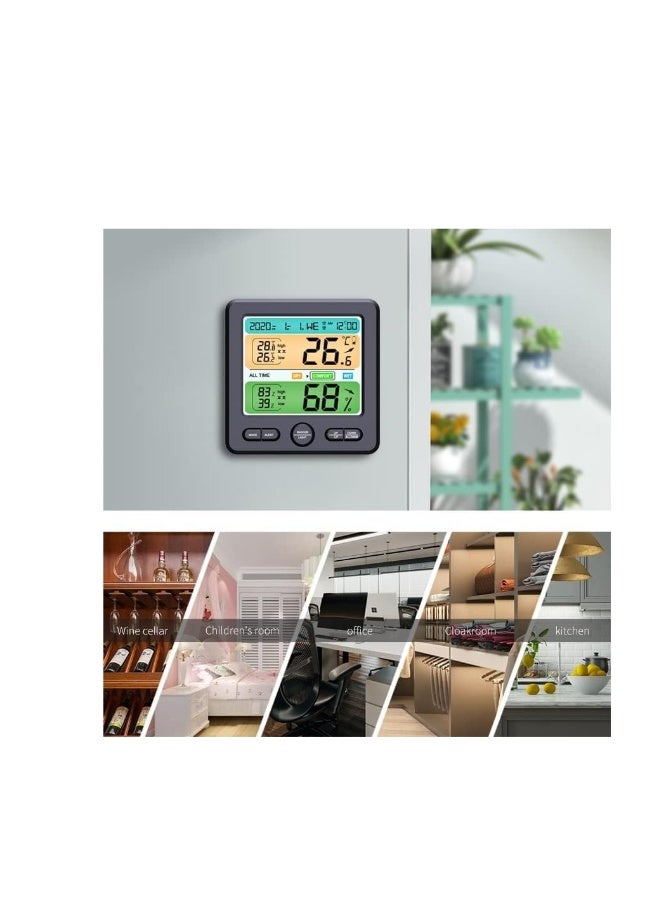 Indoor Digital Thermometer Hygrometer and Alarm Clock, 5s Fast Refresh Accurate Temperature Humidity Monitor for Home Bedroom Baby Room Office Greenhouse Cellar (Black) - Image 4