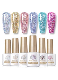 6 Pieces Glitter Gel Nail Polish Set Sparkly Shiny Gold Silver Pink Glitter Gel Polish Kit Soak Off UV Nail Gel Gift Box Nail Art Manicure Varnish Kit 10ML - pzsku/Z6DCFCB2262A0F34B59B5Z/45/_/1728028315/bdc5a149-e7df-4231-a4ff-4ca8b4a5a285