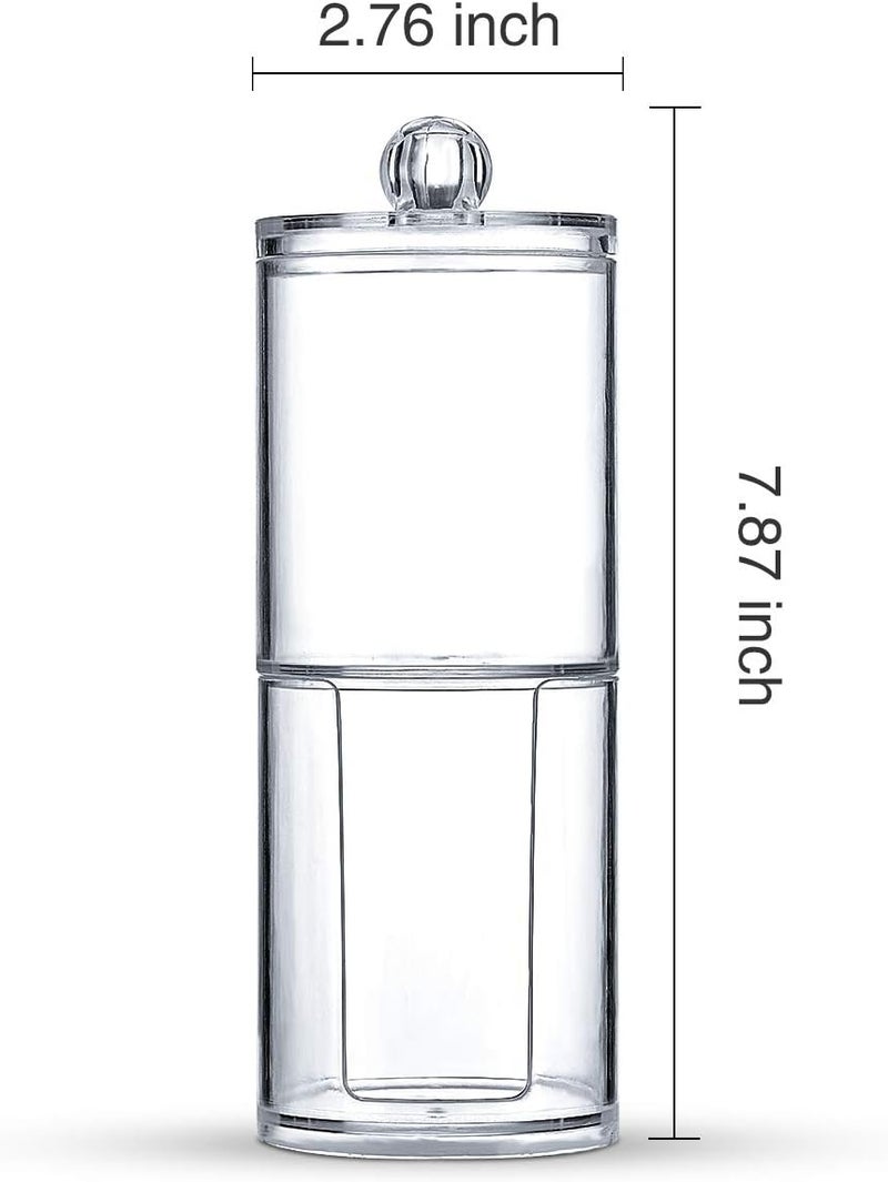 SheeChung Qtip Holder Dispenser Set - Apothecary Jars Bathroom Clear Plastic Acrylic for Cotton Balls, Swabs, Q-Tips, Rounds, Makeup Pads Storage Canister - Image 5