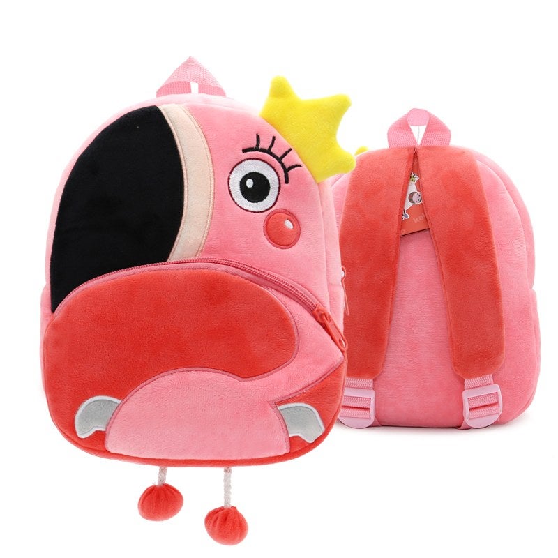 Plush Kids Backpack, Flamingo Animal Design, Soft Lightweight School Bag for Toddlers and Preschool Kids - Image 5