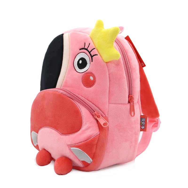 Plush Kids Backpack, Flamingo Animal Design, Soft Lightweight School Bag for Toddlers and Preschool Kids - Image 2