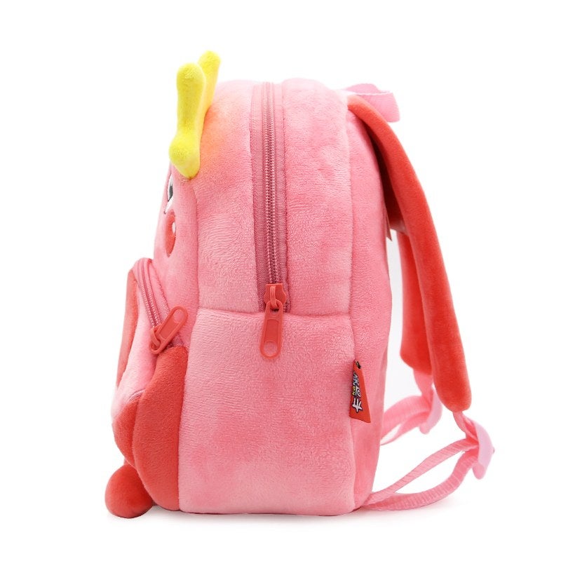 Plush Kids Backpack, Flamingo Animal Design, Soft Lightweight School Bag for Toddlers and Preschool Kids - Image 3